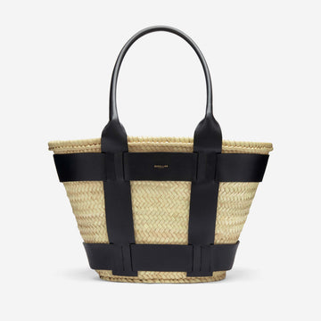 DeMellier The Santorini natural basket black smooth