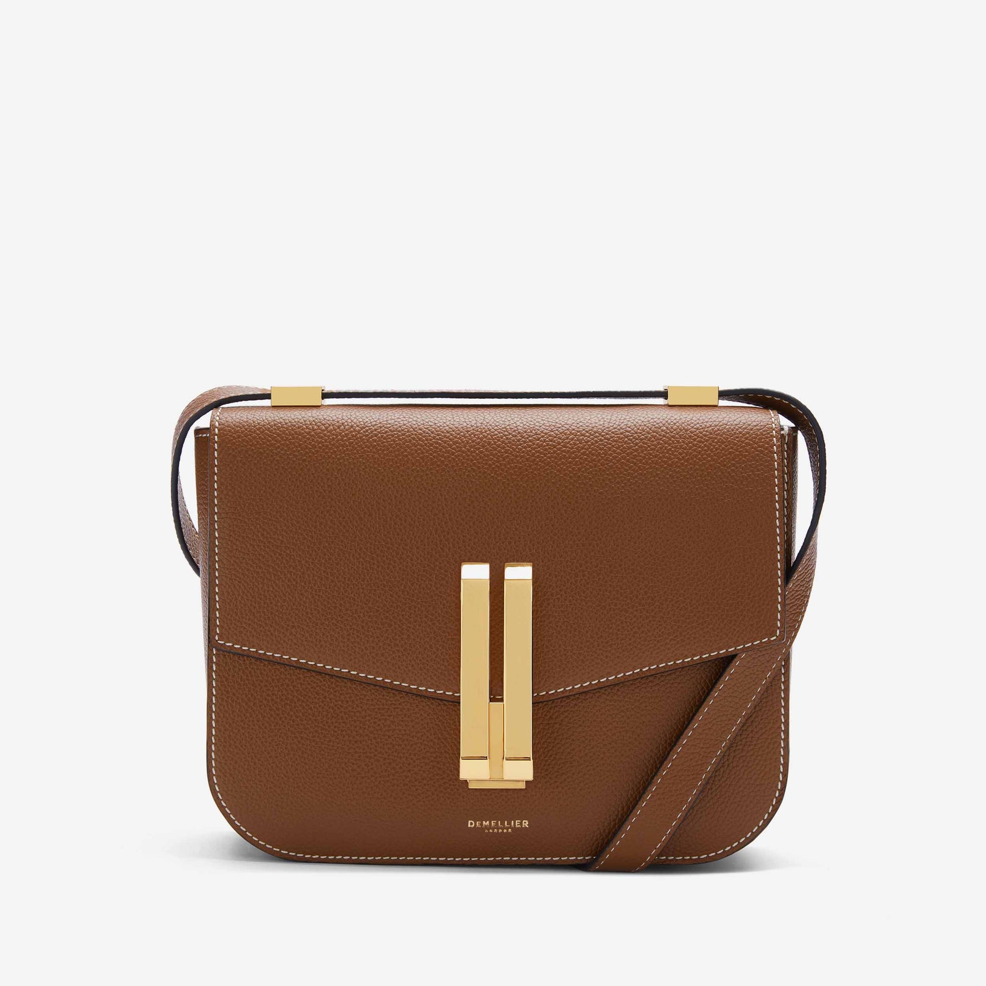 DeMellier The Vancouver tan small grain ecru stitching
