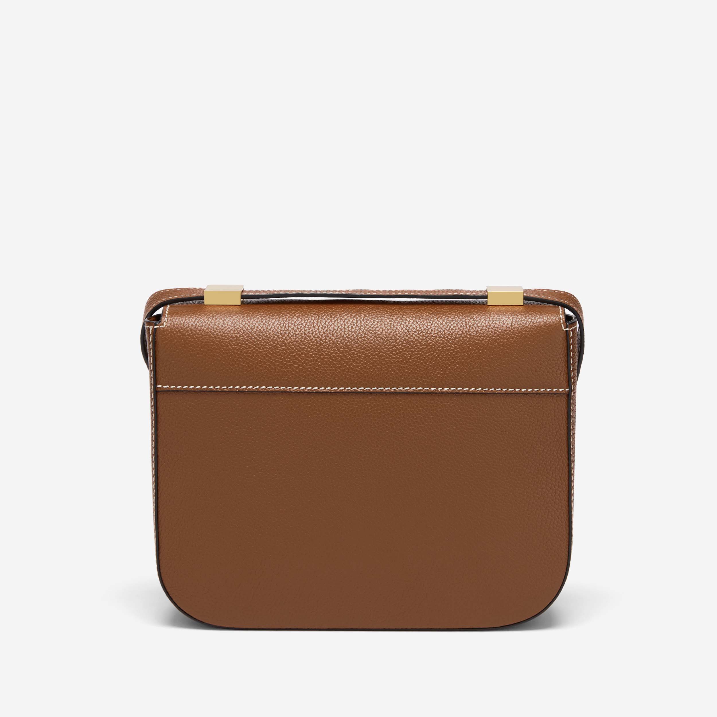DeMellier The Vancouver tan small grain ecru stitching