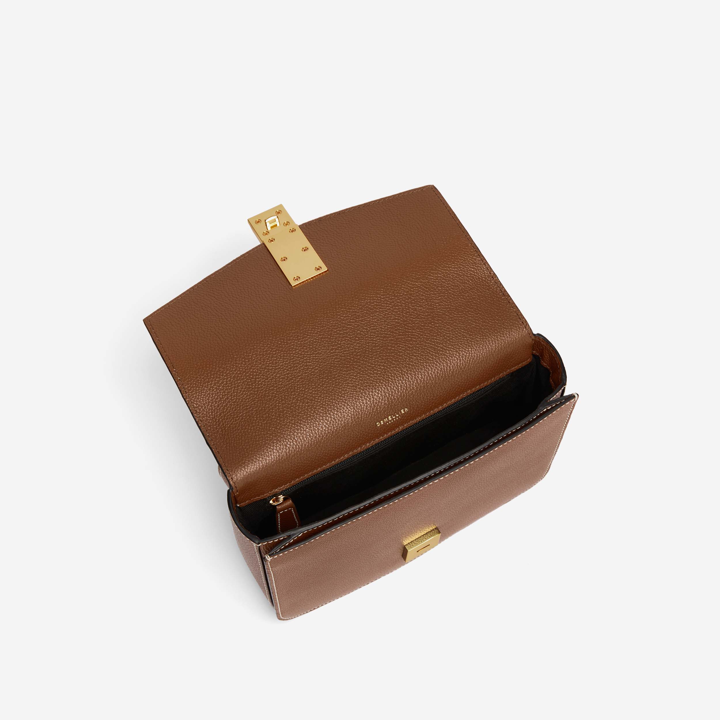 DeMellier The Vancouver tan small grain ecru stitching