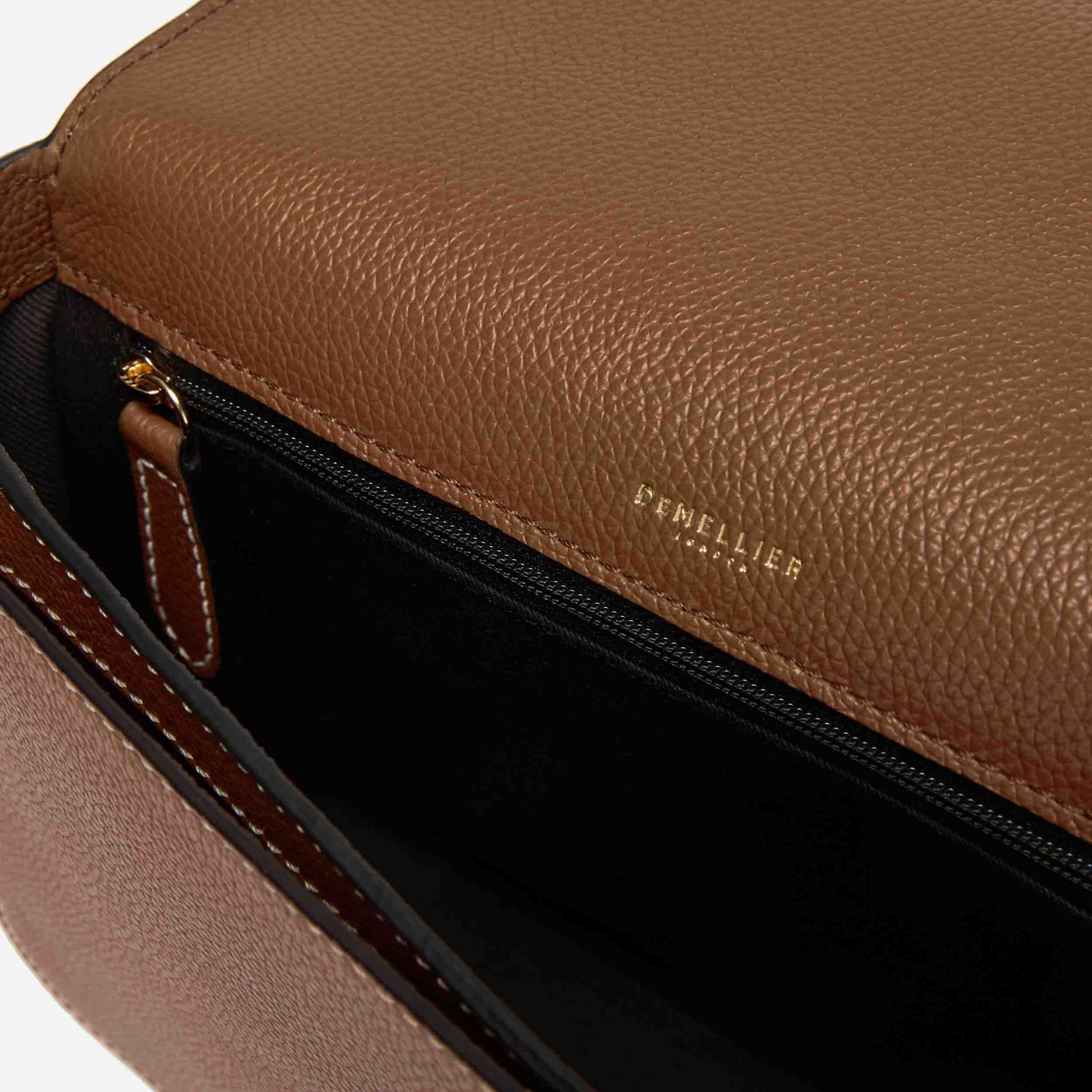 DeMellier The Vancouver tan small grain ecru stitching