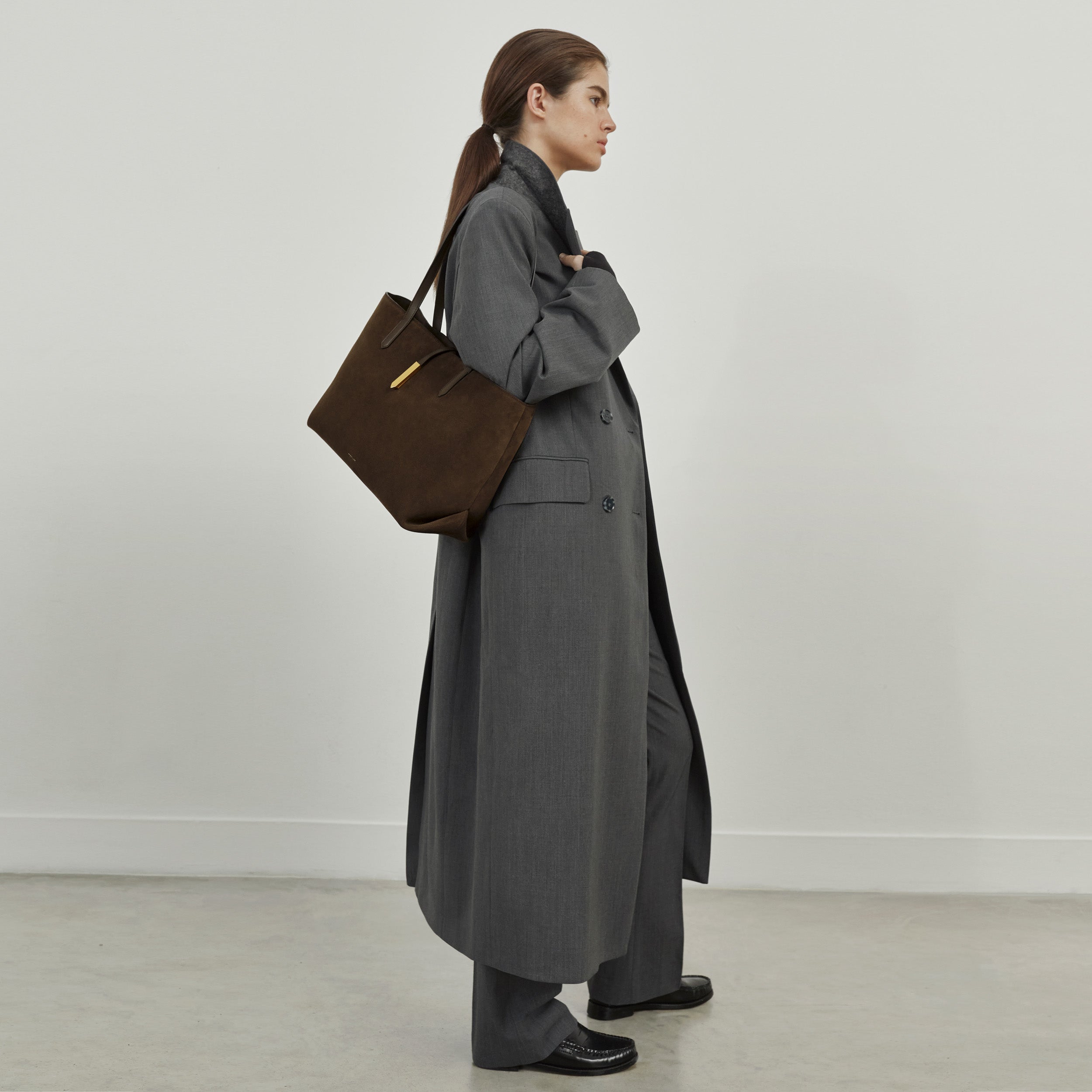 DeMellier The Tokyo Tote deep tan suede & deep tan smooth